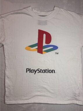 Forever 21 White T-Shirt with Multicolor PlayStation Logo #playstation